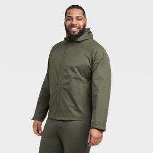 All in Motion Waterproof Rain Jacket Hooded Green Men's